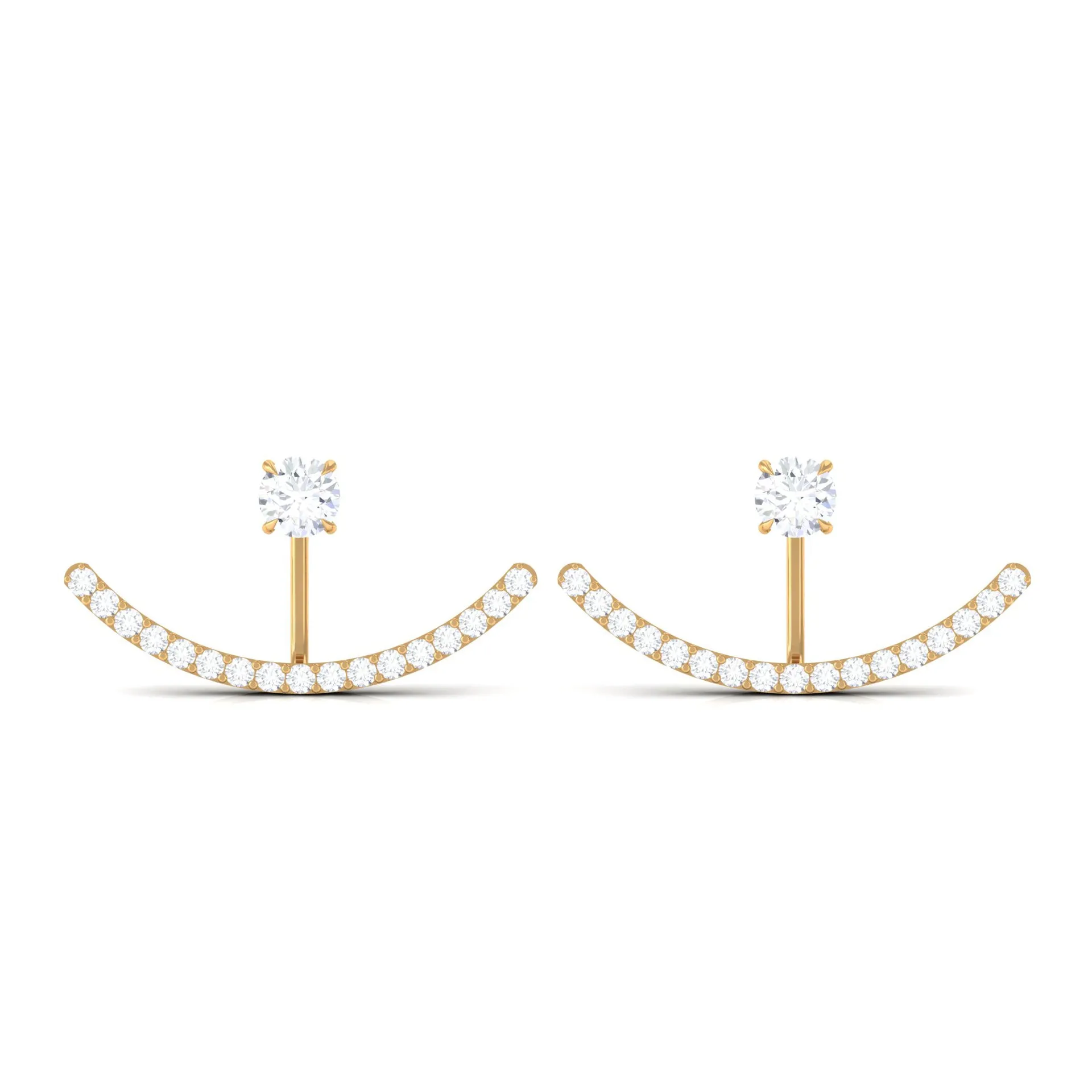 1 CT Natural Diamond Classic Gold Jacket Earrings in Prong Setting