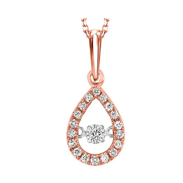 10KT Pink Gold & Diamond Classic Book Rhythm Of Love Neckwear Pendant  - 1/5 ctw