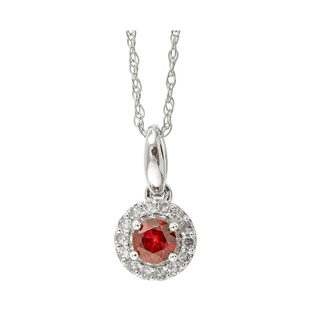 10KT WHITE GOLD DIAMOND (1/12CTW) & RUBY (1/5 CTW) PENDANT