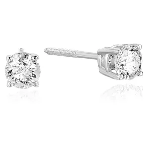 1/2 cttw SI2-I1 Clarity Certified Diamond Stud Earrings 14K White or Yellow Gold Round with Screw Backs