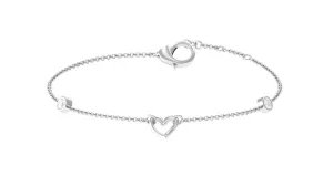 1/4 CT Bezel Set Diamond Heart Station Chain Bracelet