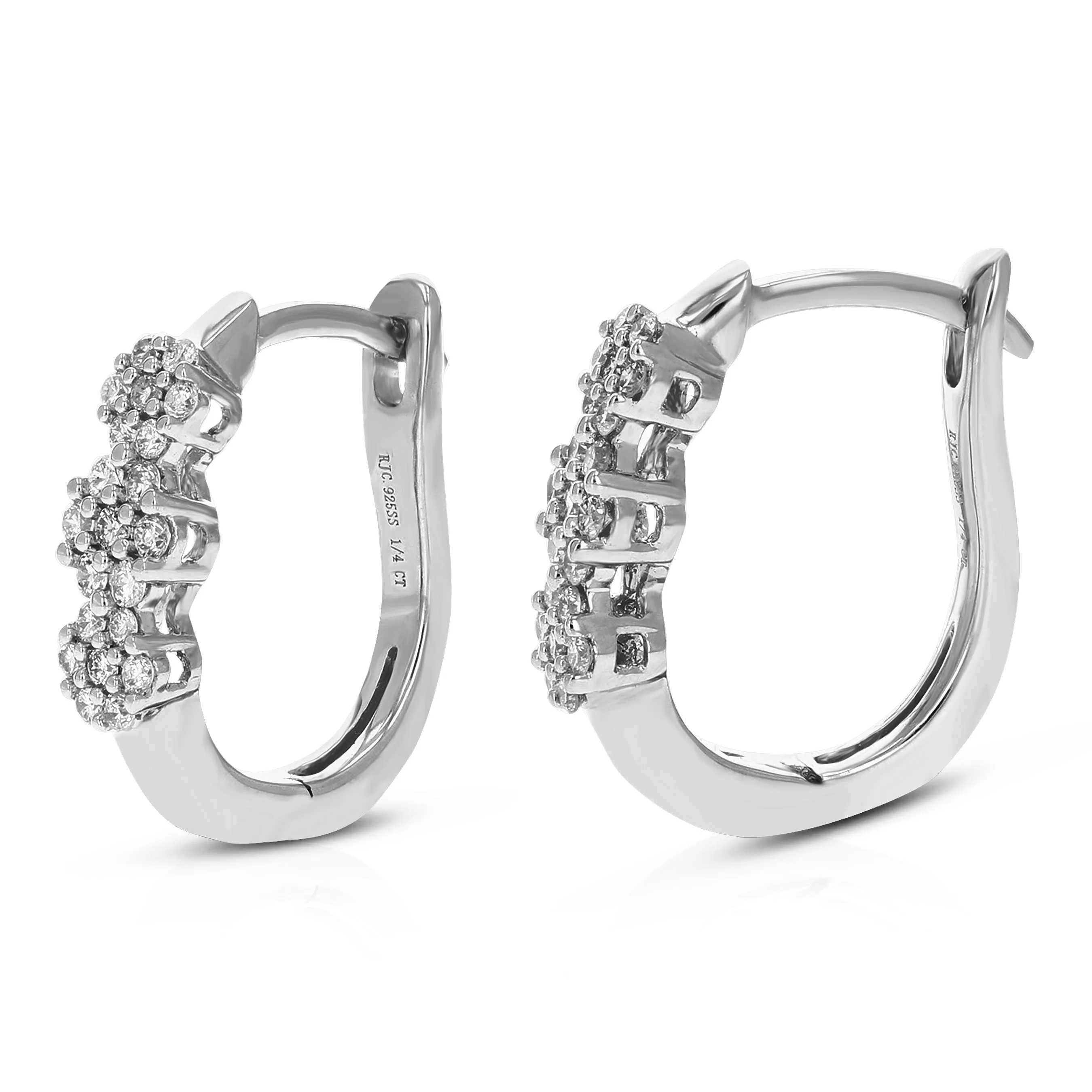 1/4 cttw Lab Grown Diamond Floral Huggee Hoop Earrings in Silver