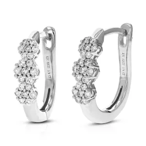 1/4 cttw Lab Grown Diamond Floral Huggee Hoop Earrings in Silver