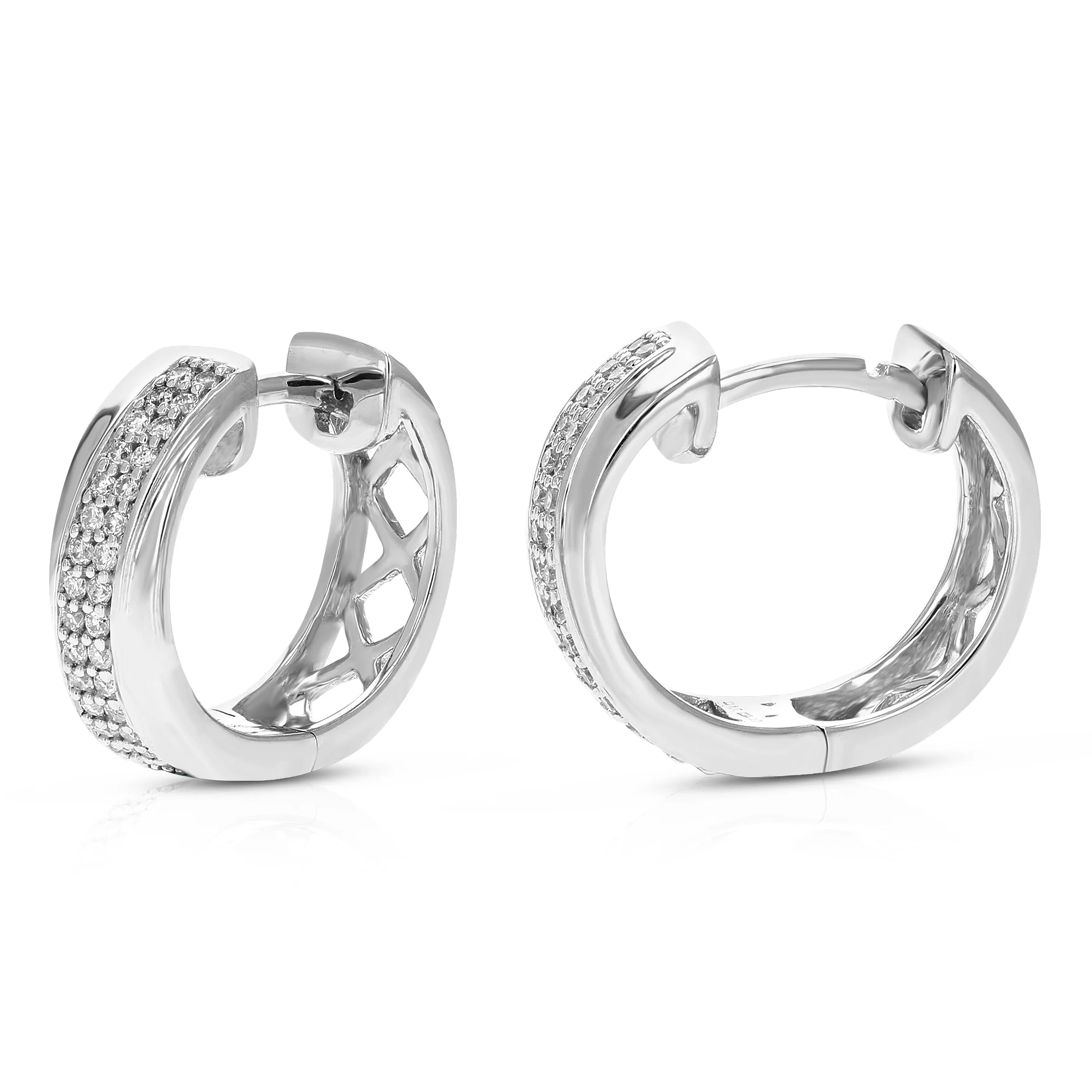 1/4 cttw Round Lab Grown Diamond Hoop Earrings in .925 Sterling Silver Prong Set 2/5 Inch