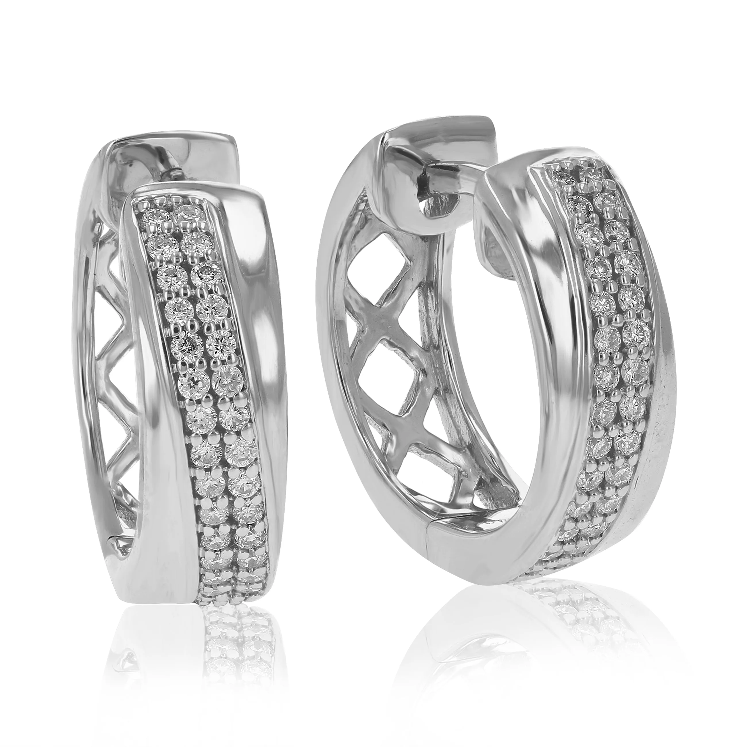 1/4 cttw Round Lab Grown Diamond Hoop Earrings in .925 Sterling Silver Prong Set 2/5 Inch