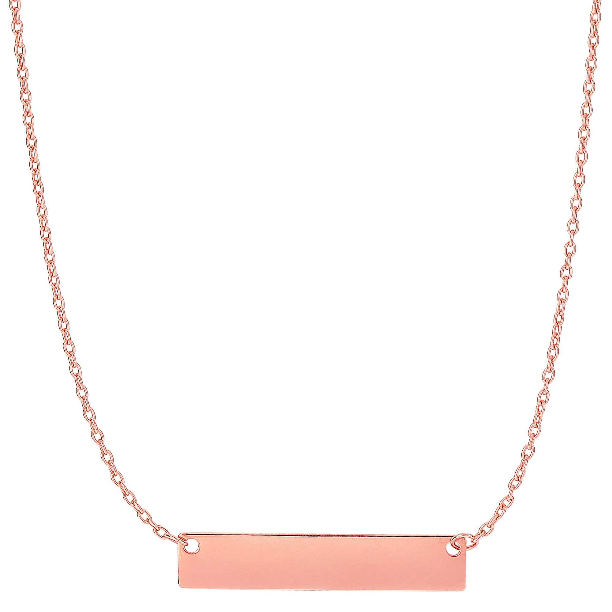 14k Gold Engravable Bar Pendant Necklace, 18"