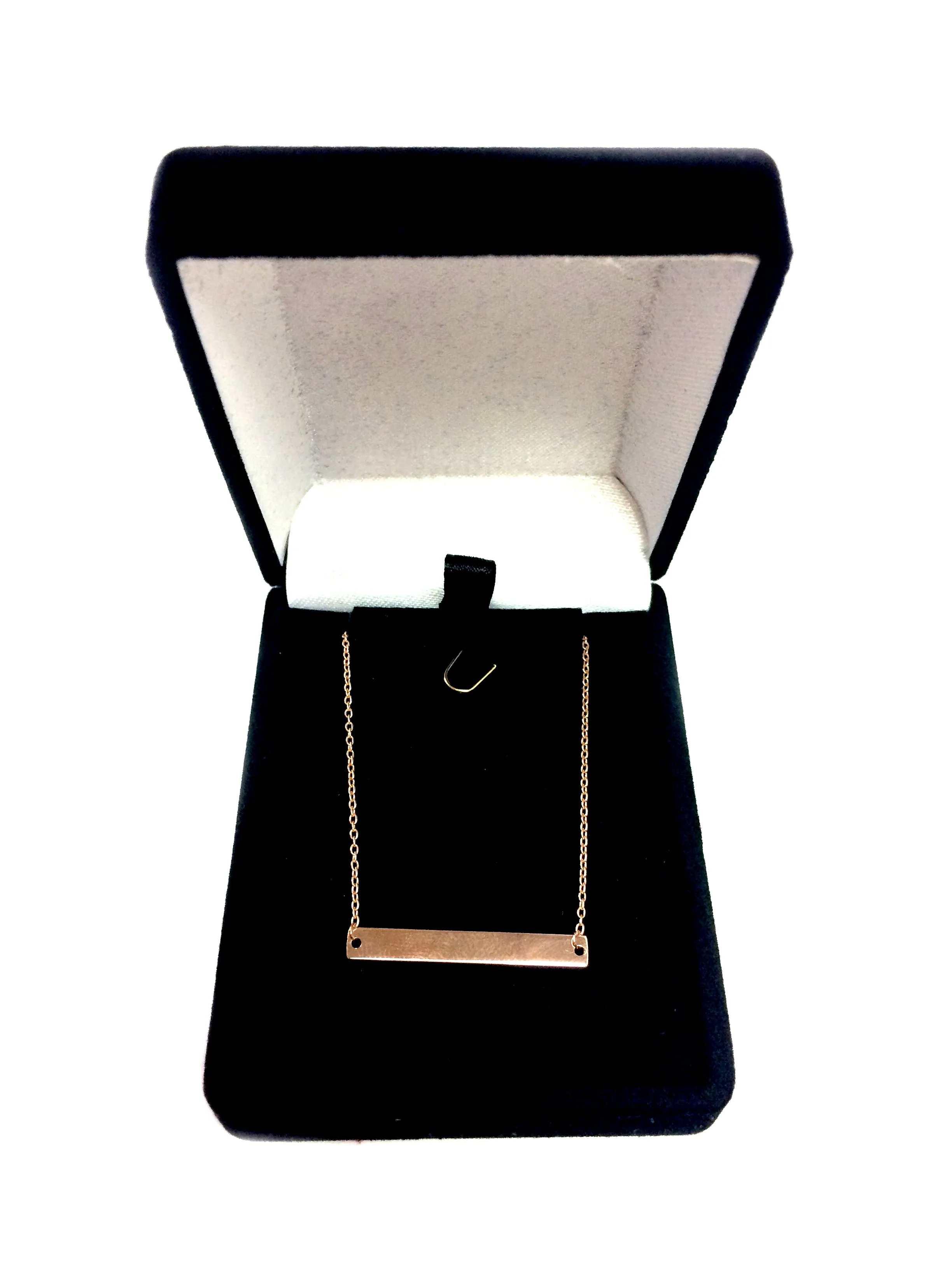 14k Gold Engravable Bar Pendant Necklace, 18"