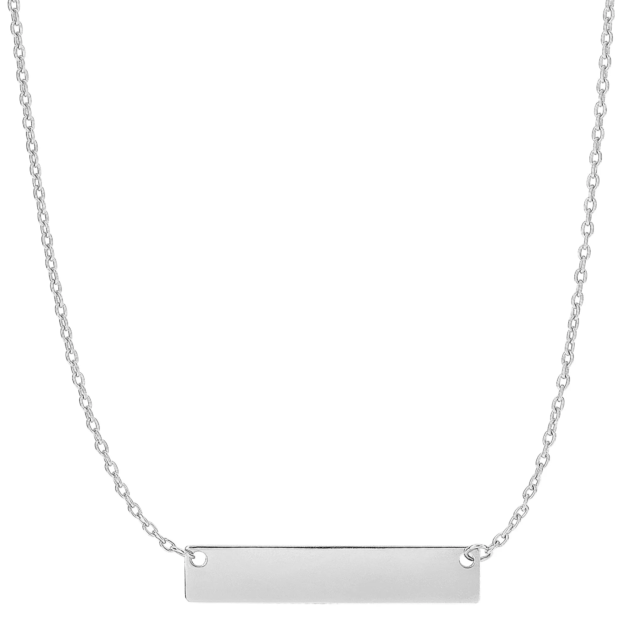 14k Gold Engravable Bar Pendant Necklace, 18"