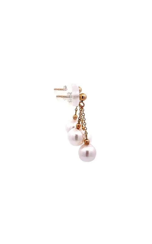 14K YELLOW GOLD AKOYA PEARLS DROP EARRINGS - 7.0-7.5MM G13681