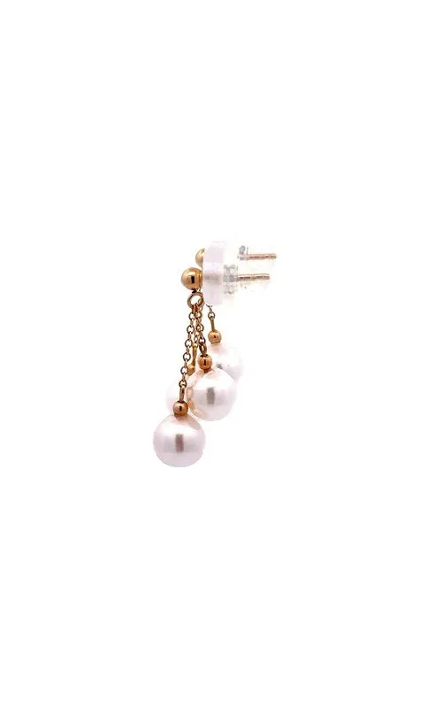 14K YELLOW GOLD AKOYA PEARLS DROP EARRINGS - 7.0-7.5MM G13681