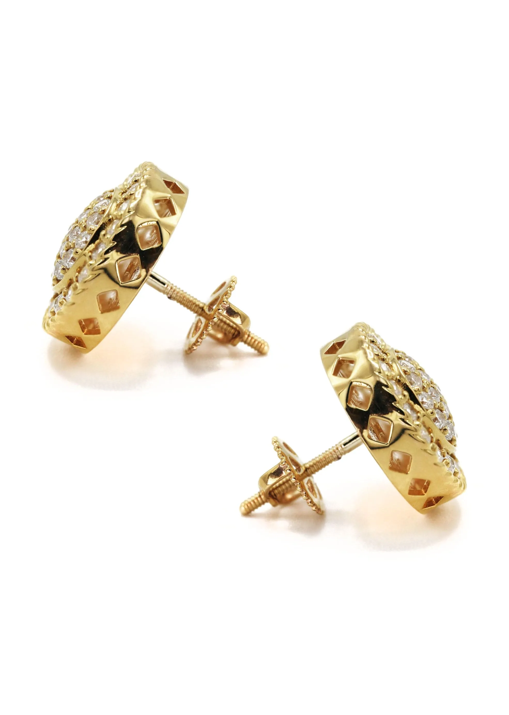 14K Yellow Gold Diamond Earrings For Men | 0.77 Carats | 4.72 Grams