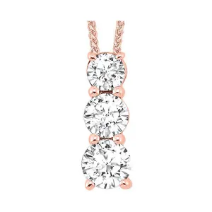 14KT Pink Gold & Diamond Classic Book 3 Stone Neckwear Pendant  - 3/4 ctw