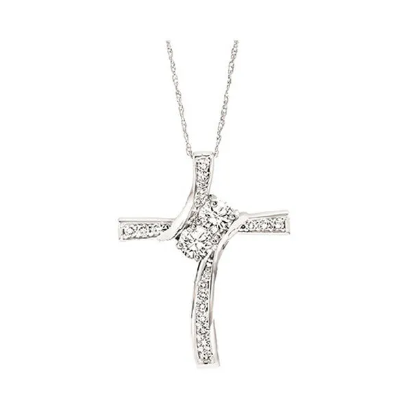 14KT White Gold & Diamond Classic Book Cross Pendants Neckwear Pendant  - 1/2 ctw