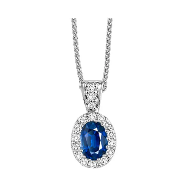 14KT WHITE GOLD DIAMOND (1/10CTW) & SAPPHIRE (1/2 CTW) PENDANT