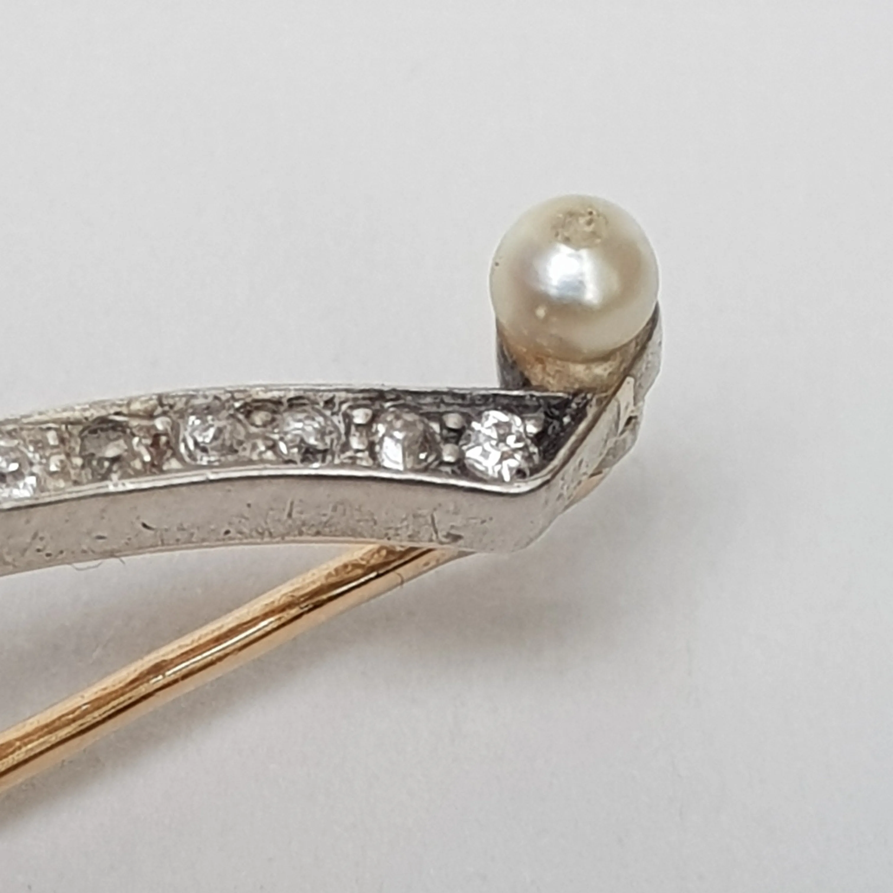 15k Gold Silver Diamond And Pearl Ocean Wave Brooch Antique Edwardian circa 1905