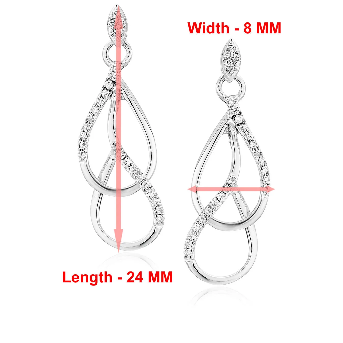 1/6 cttw Diamond Drop Earrings in 10K White Gold