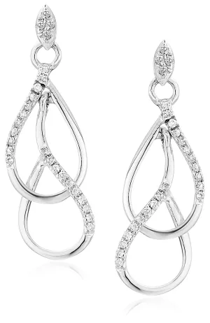 1/6 cttw Diamond Drop Earrings in 10K White Gold