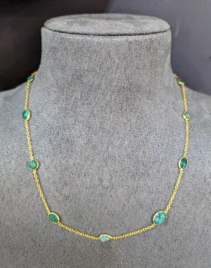 18ct Gold Vermeil Emerald Chain Necklace