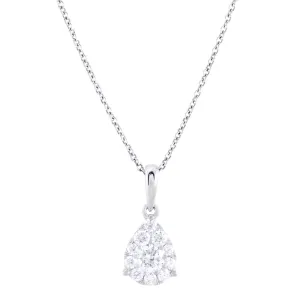 18ct White Gold 0.53ct Pear Shaped Diamond Halo Pendant Only