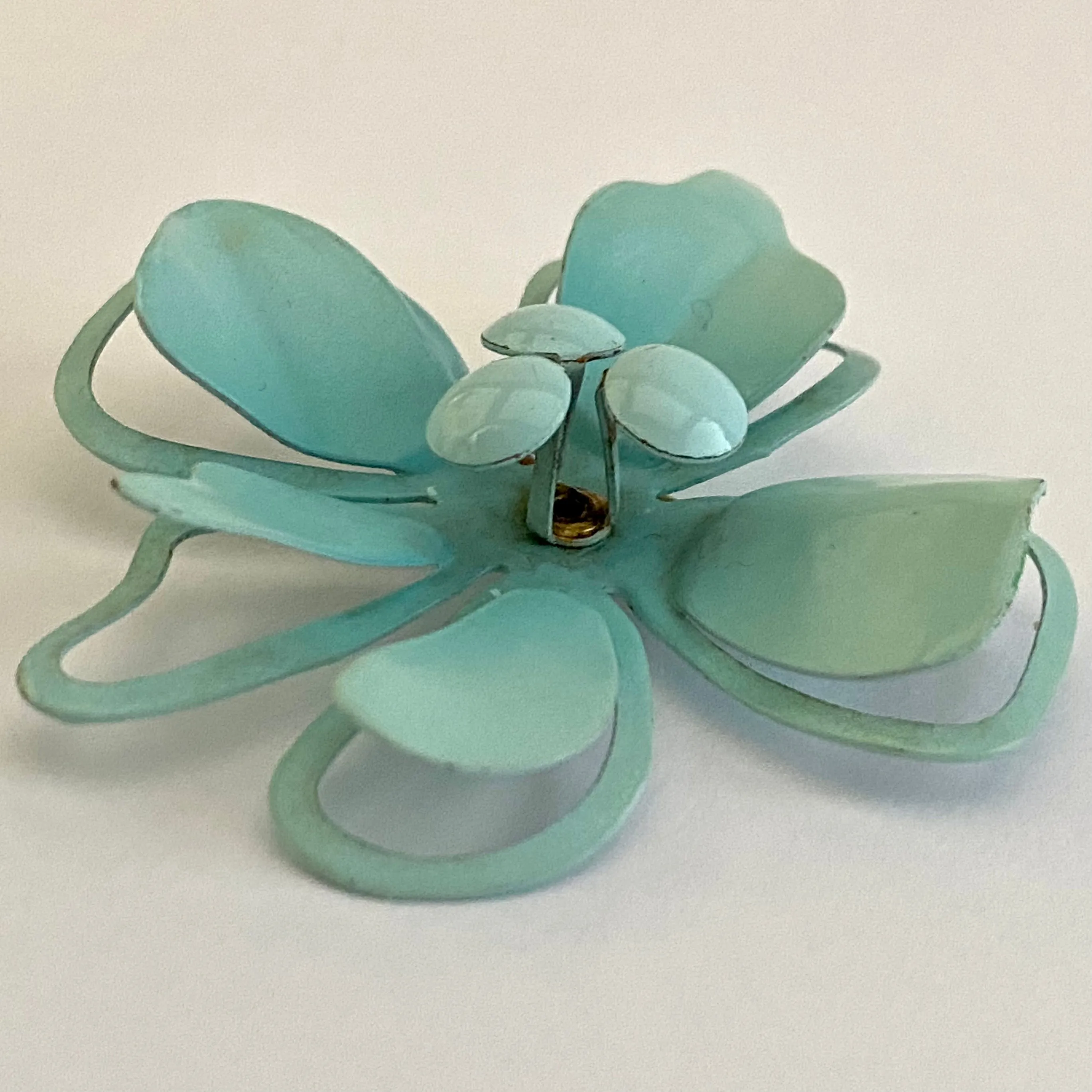 1960s Blue Enamel Flower Brooch