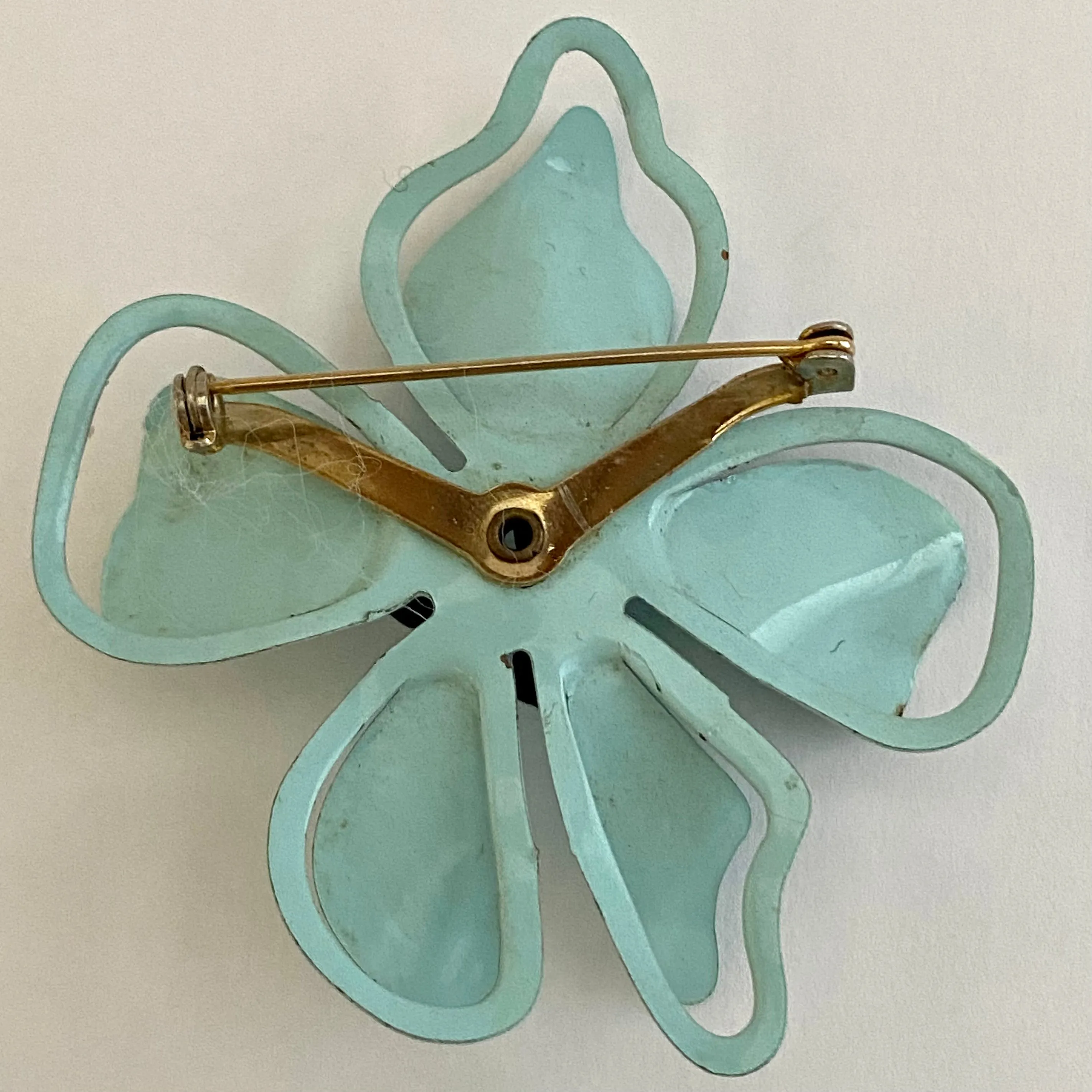 1960s Blue Enamel Flower Brooch