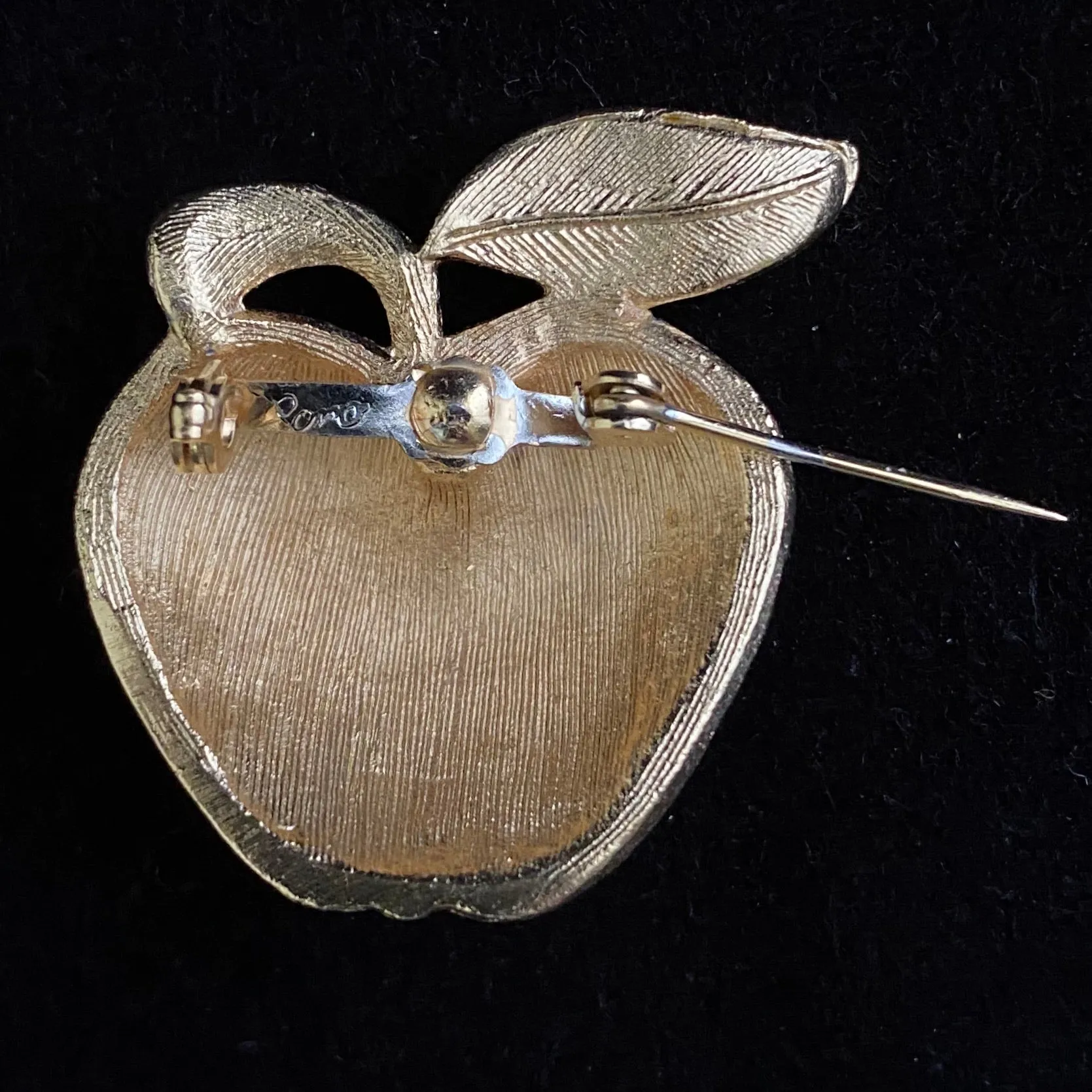 1960s Coro Gold Apple Brooch