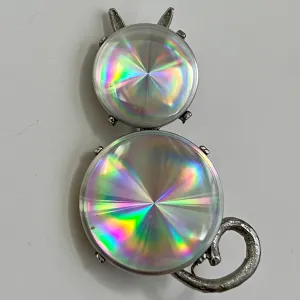 1960s Jewelarama Holographic Disc Cat Brooch