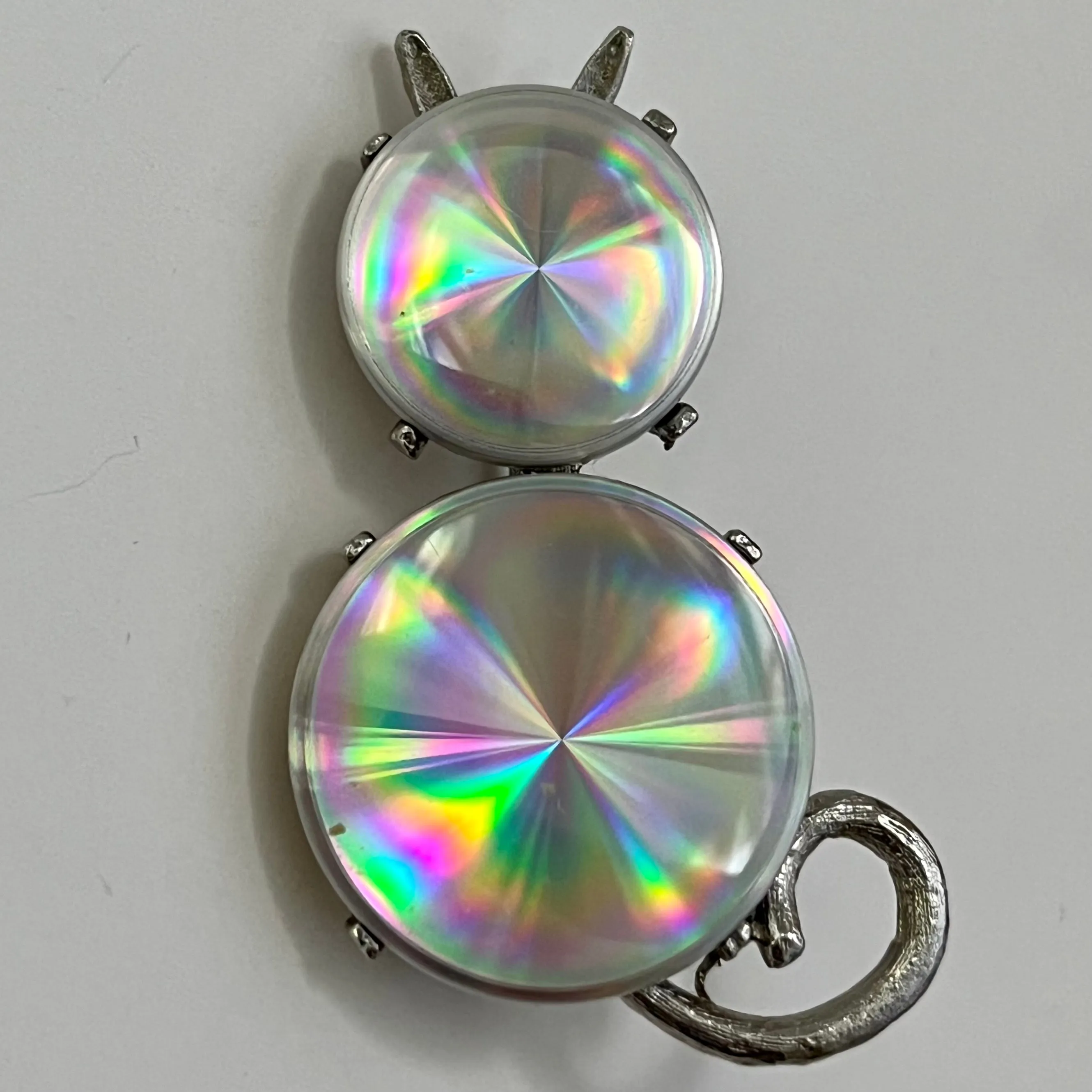 1960s Jewelarama Holographic Disc Cat Brooch