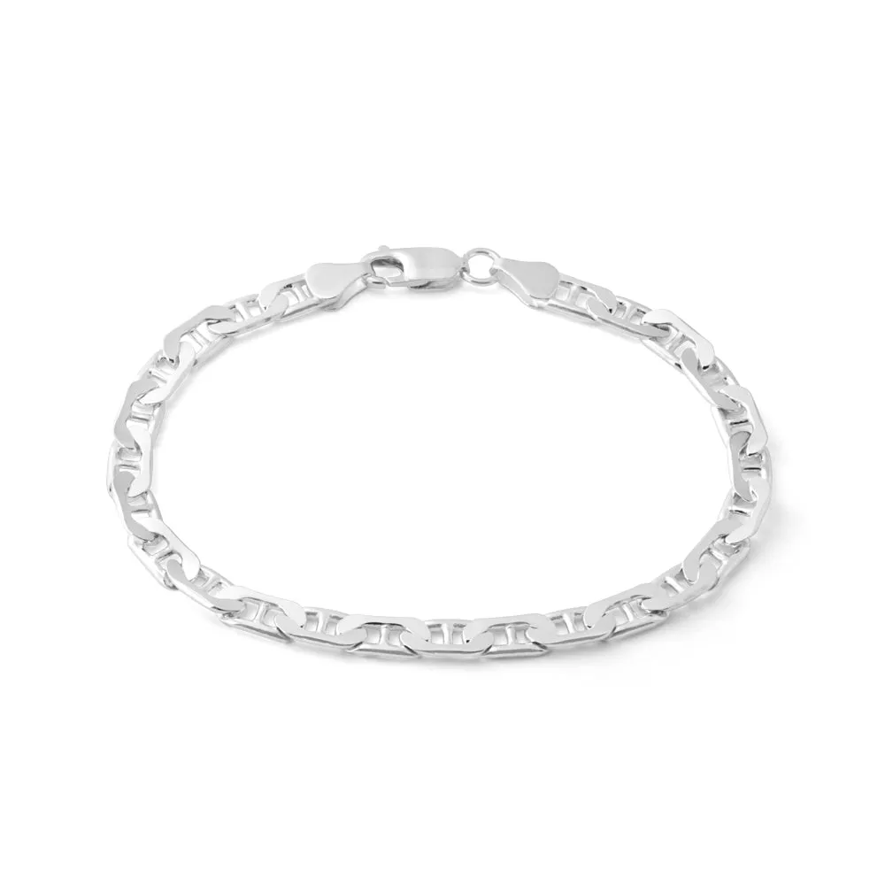 21cm Sterling Silver Anchor 150 Gauge Bracelet