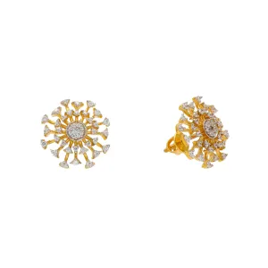 22K Yellow Gold & CZ Stud Earrings (5.9gm)