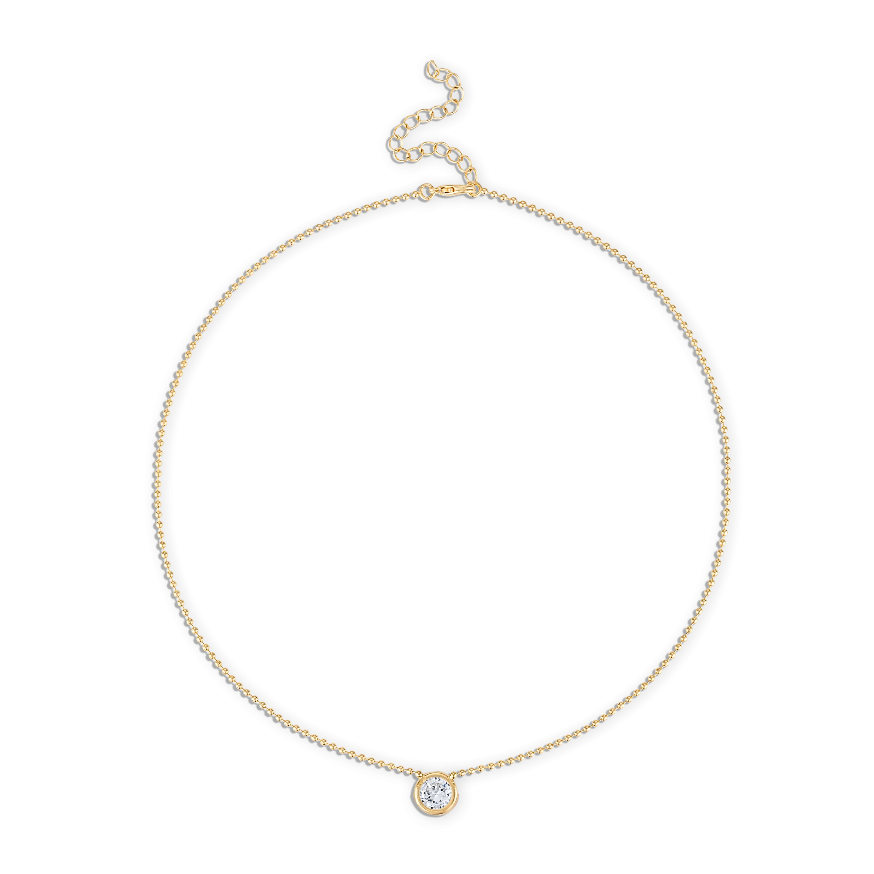 2MM Crystal Gold Ball Chain Necklace