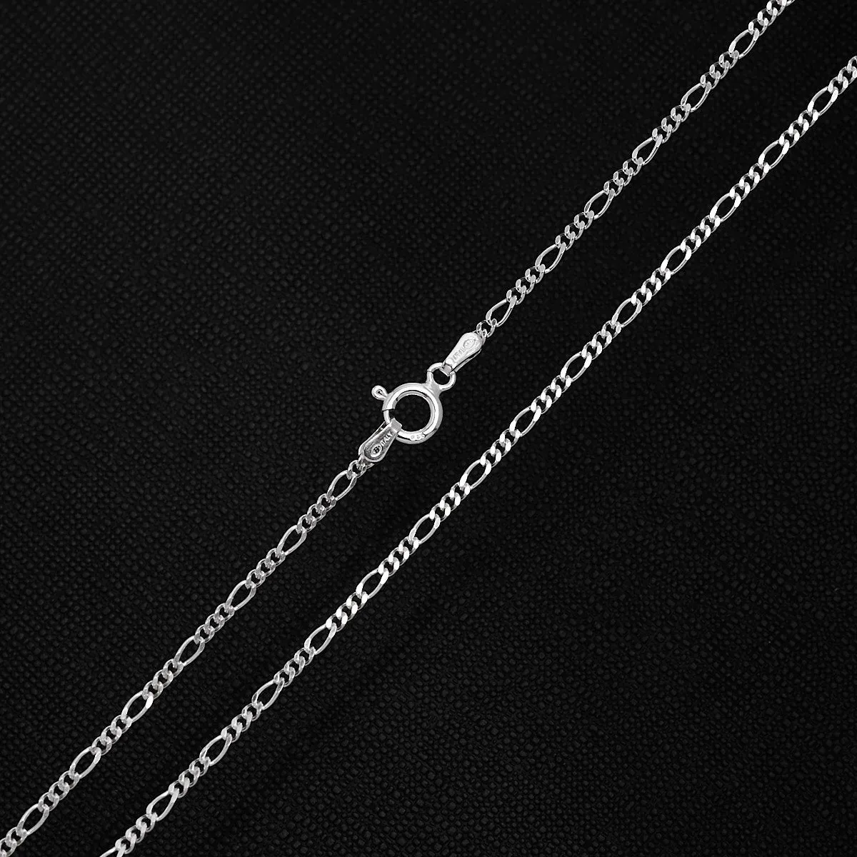 2mm Diamond Cut Figaro Silver Chain Necklace for Men and Women | Made In Italy