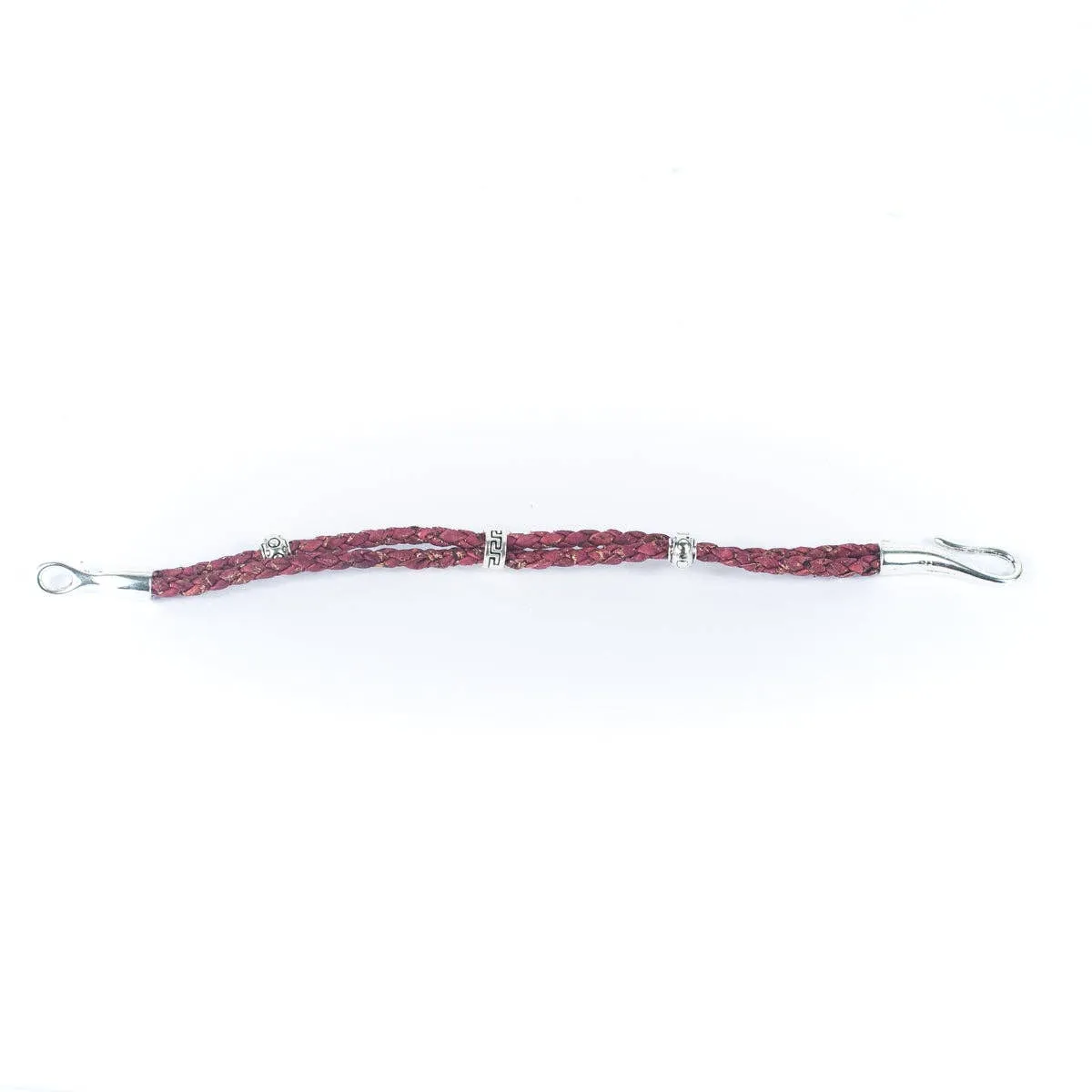 3mm round red braided cork  handmade bracelet BR-412-5