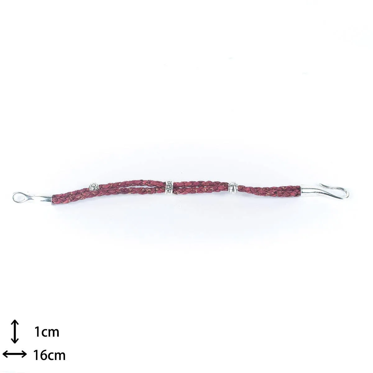 3mm round red braided cork  handmade bracelet BR-412-5