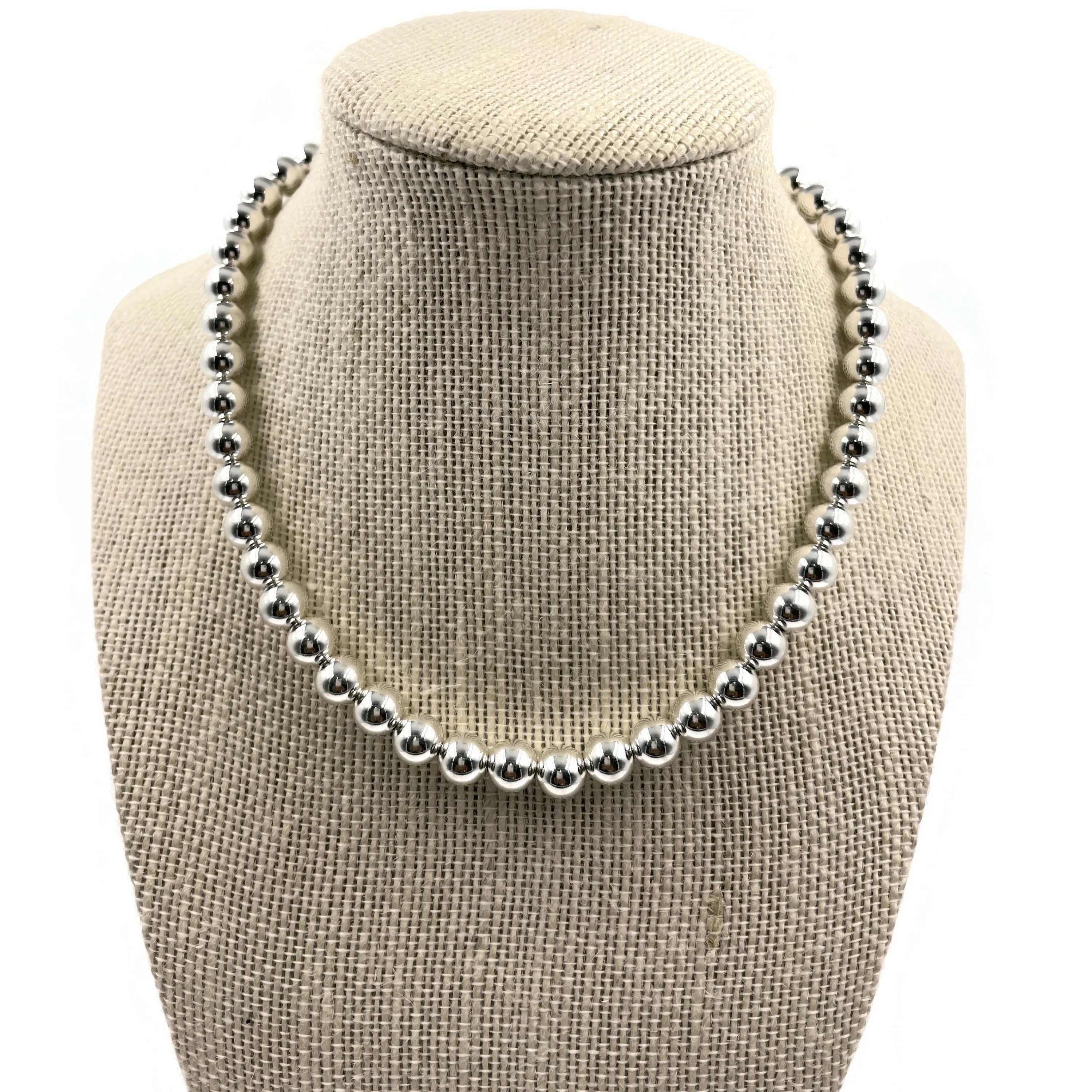 925 Sterling Silver 5 MM Beaded Ball Necklace - Design#08