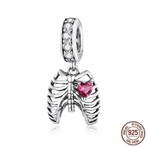 925 Sterling Silver Pendant Charm Jewelry Love Skeleton ECC1459 Without Chain