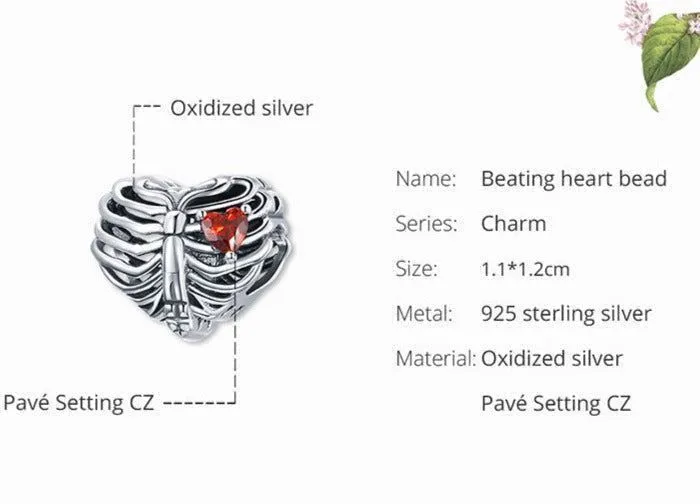 925 Sterling Silver Pendant Charm Jewelry Love Skeleton ECC1459 Without Chain