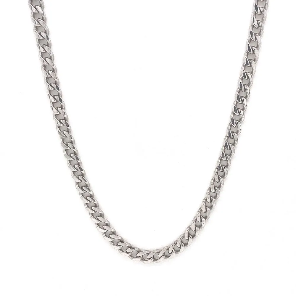 9ct White Gold Curb Link Necklace