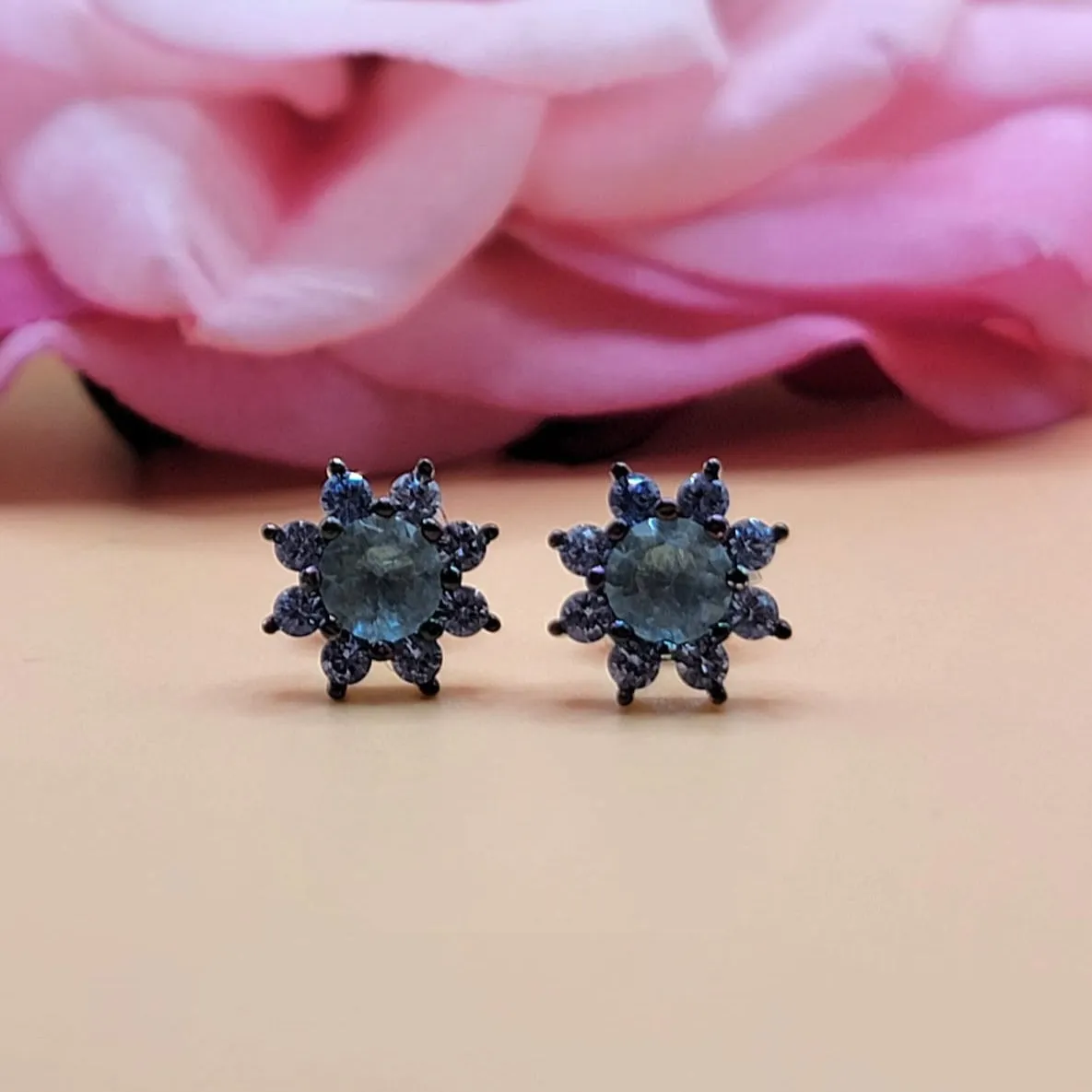 A676 Star Blue Diamond Accent Post Earrings