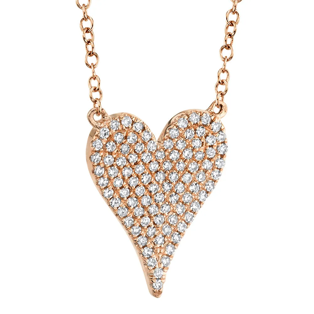 AMOR 0.21 CT DIAMOND PAVE HEART PENDANT NECKLACE SC55002006