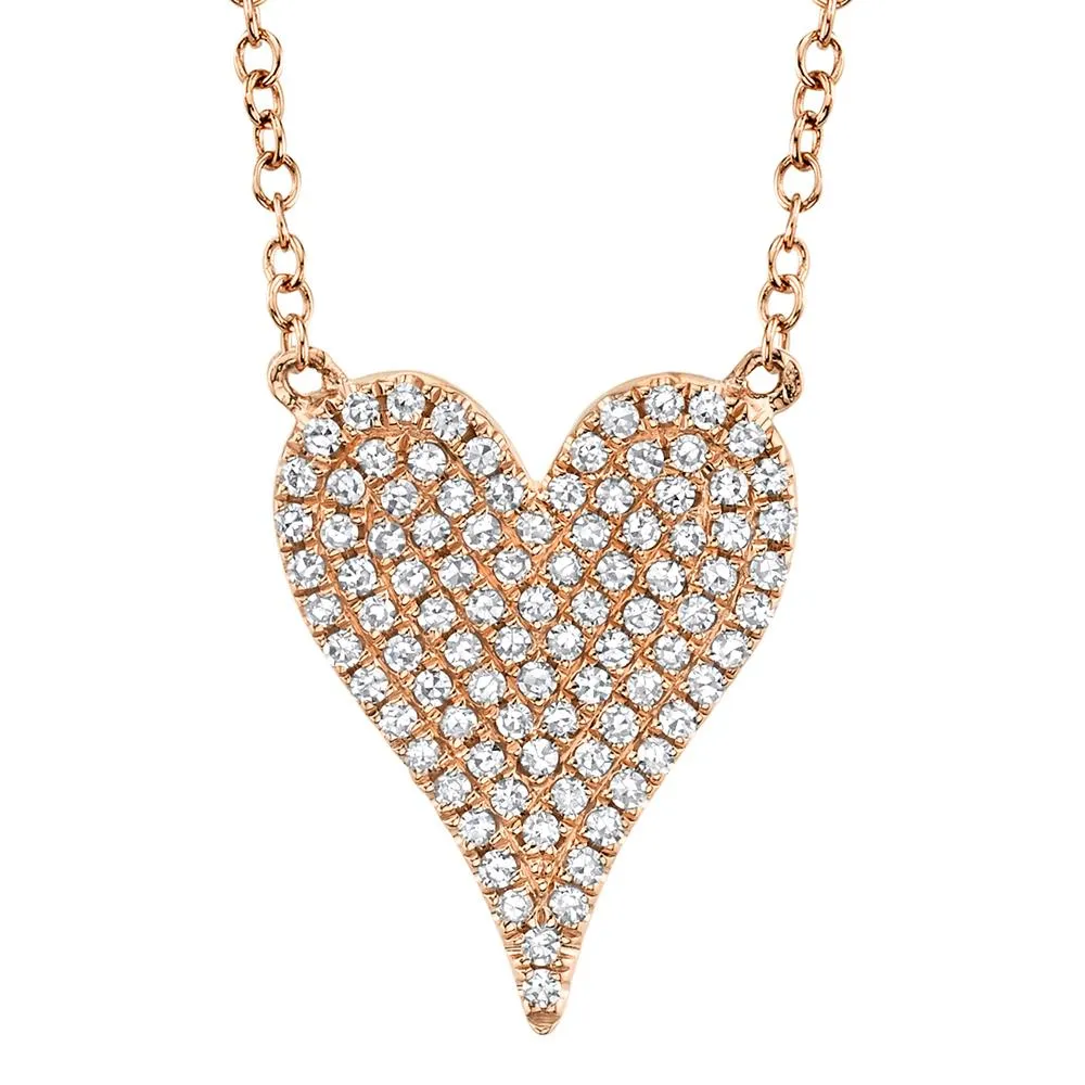 AMOR 0.21 CT DIAMOND PAVE HEART PENDANT NECKLACE SC55002006