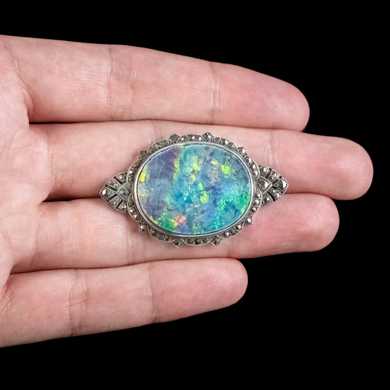 Antique Edwardian Black Opal Cut Steel Brooch Circa 1901