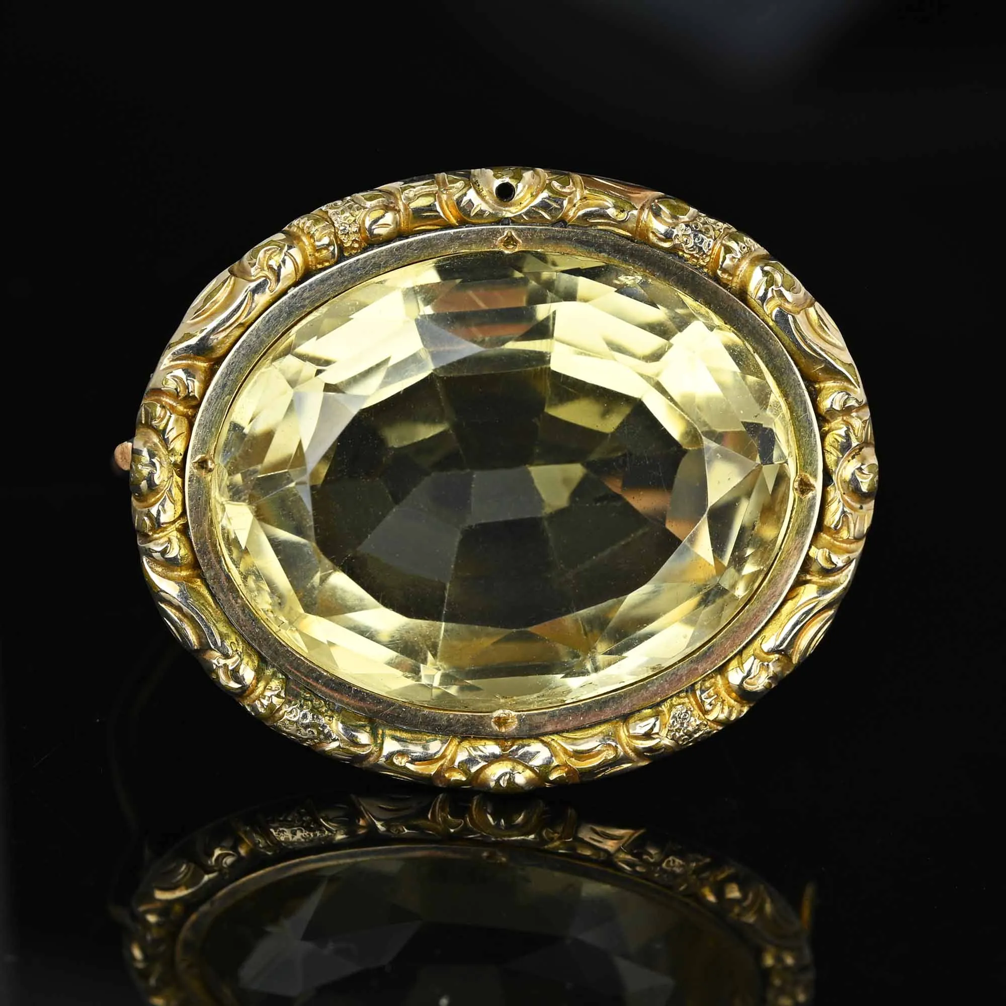 Antique Victorian 38 Carat Natural Citrine Brooch