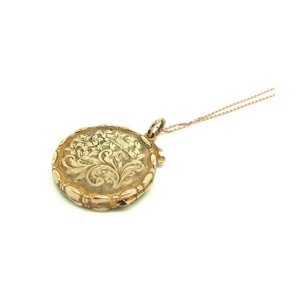 Antique Victorian Ornate 9ct Gold Locket Necklace