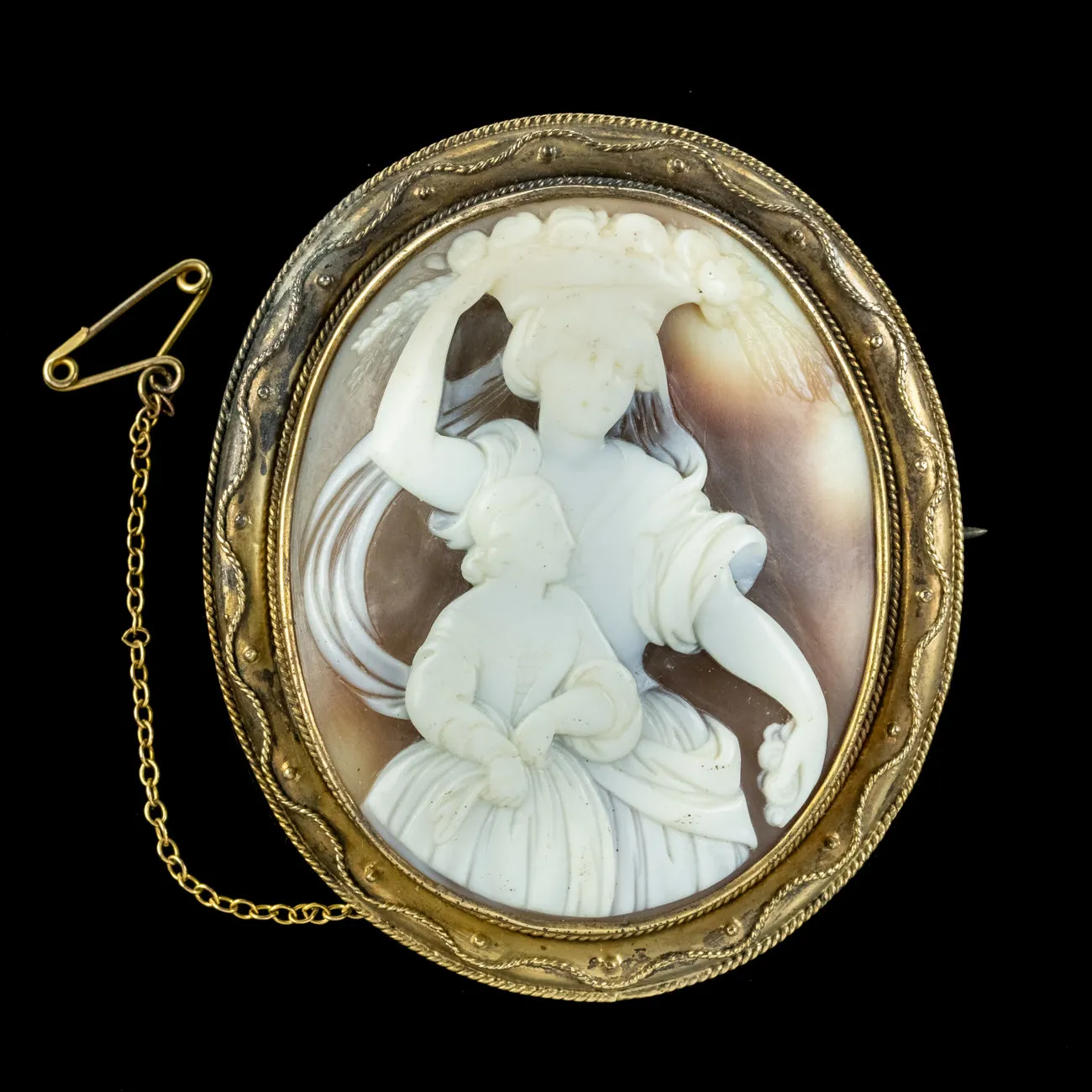 Antique Victorian Shell Cameo Brooch