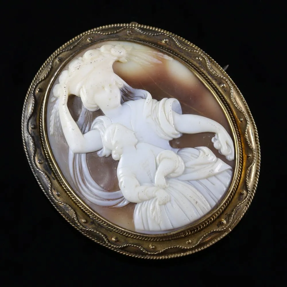 Antique Victorian Shell Cameo Brooch