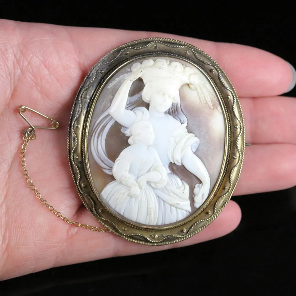 Antique Victorian Shell Cameo Brooch