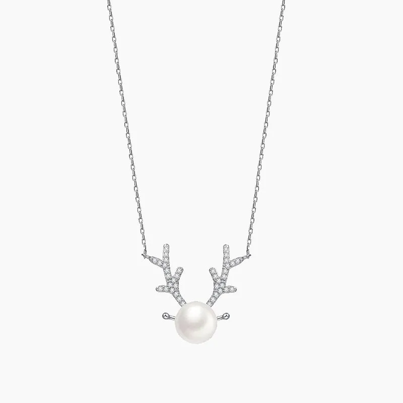 Antlers Pearl 925 Silver Necklace Clavicle Chain