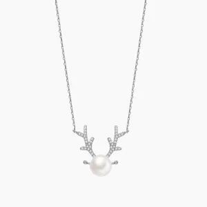 Antlers Pearl 925 Silver Necklace Clavicle Chain