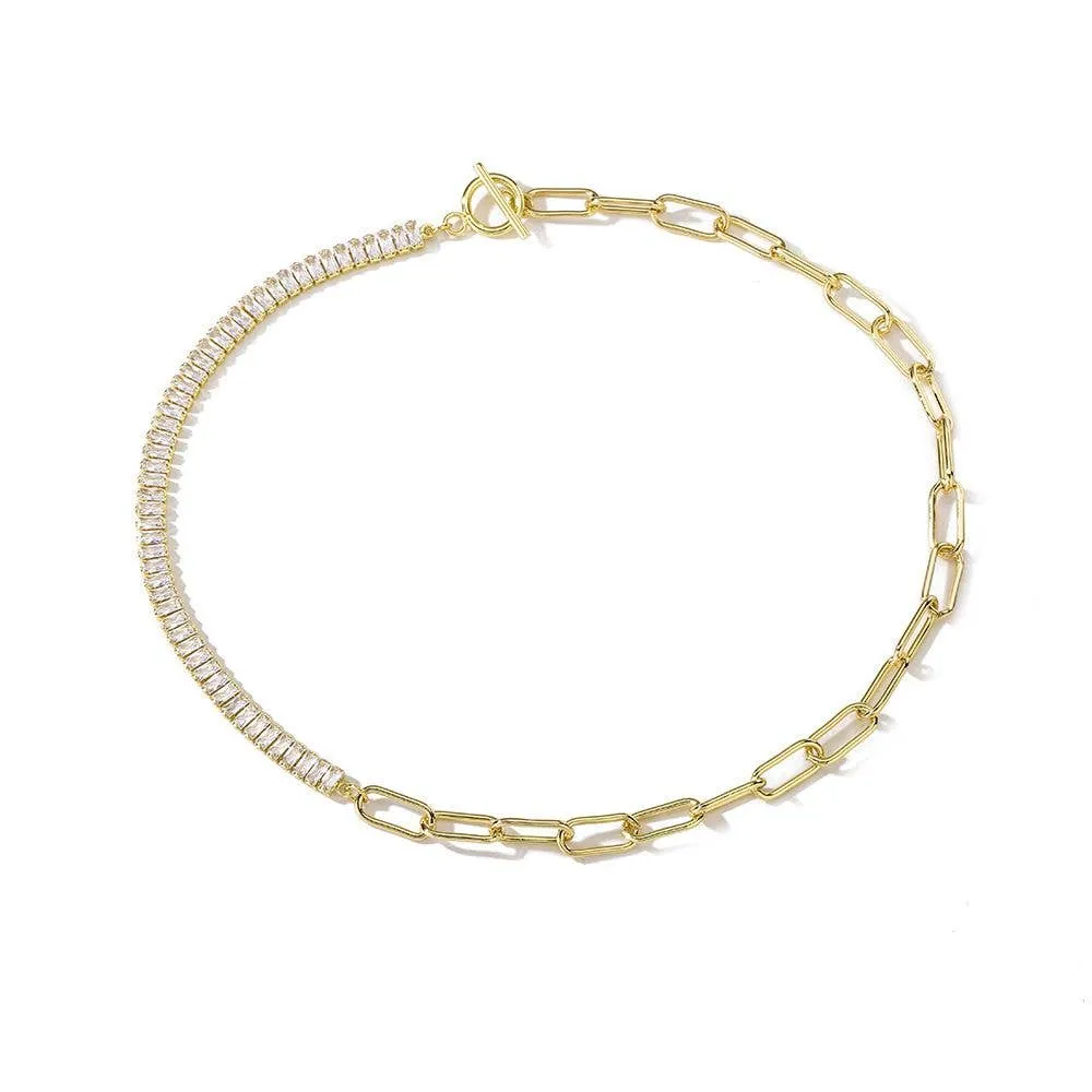 Baguette Chain Link Toggle Necklace